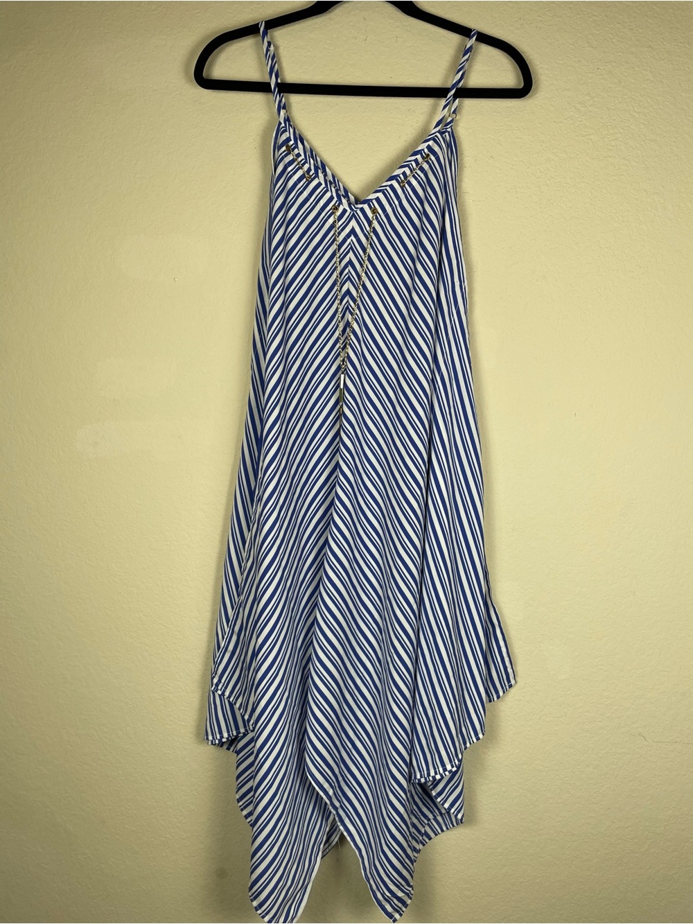 NWT Speed Control Blue Stripe Asymetrical Spaghetti Strap Mini Dress - XL